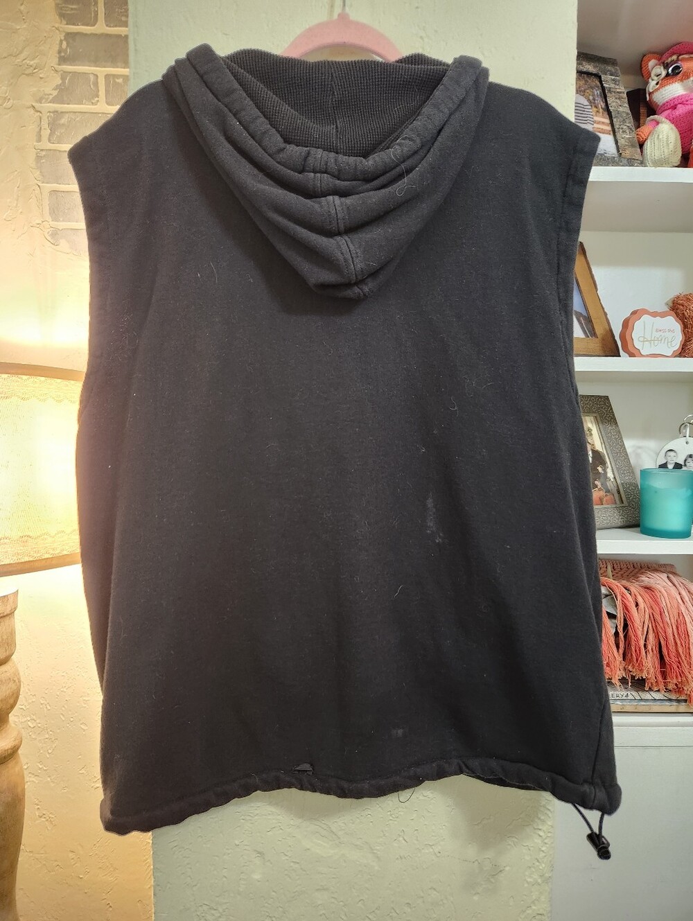 Harley Davidson Black Sleeveless Zip-Up Hoodie Vest EUC Size XL P2P 24 - Picture 2 of 7